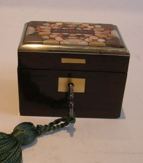 fig 2. Wonderful Antique Miniature Tea Caddy c.1880 - Austrian Pietra Dura - Marienbad