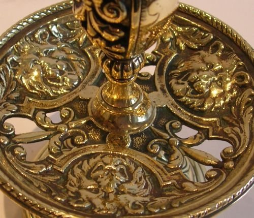 fig 1. Stunning Pair Antique English Brass Candlesticks - Lions - c.1880