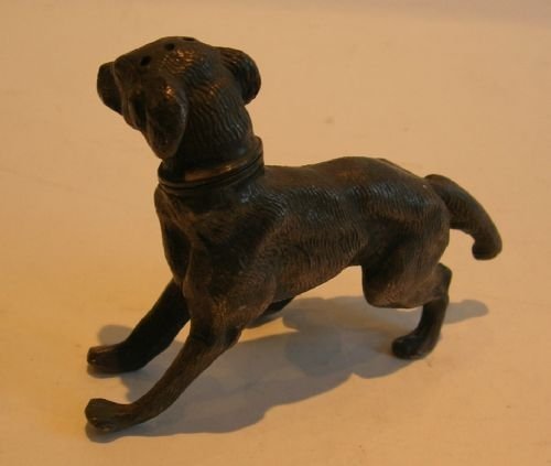 fig 1. Antique English Figural Ink Pounce or Sander - Dog - Glass Eyes