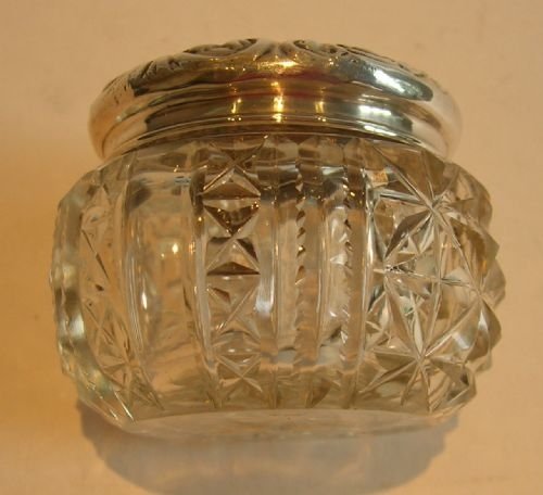 fig 1. Antique English Sterling Silver Topped Vanity Jar - 1900