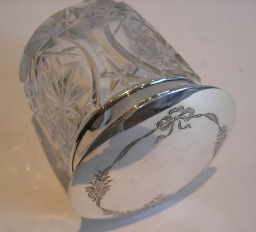 Sterling Silver Lidded Cut Crystal Vanity Jar - Sterling Silver - Garland & Ribbons