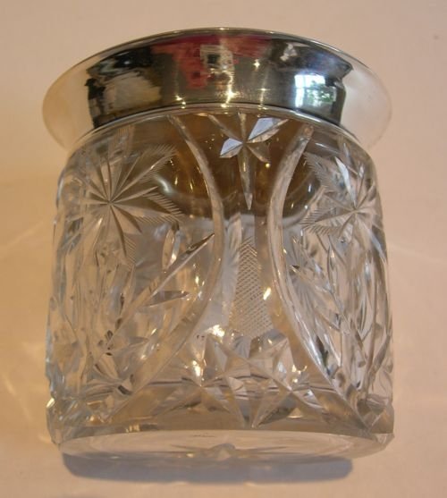 fig 1. Sterling Silver Lidded Cut Crystal Vanity Jar - Sterling Silver - Garland & Ribbons