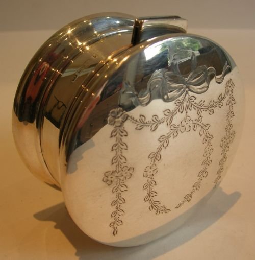 Pretty Antique Sterling Silver Vanity Box with Interior Mirror - 1915