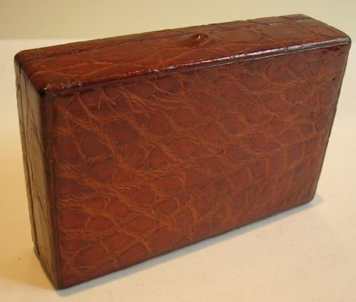 fig 1. Fabulous Antique English Travel Jewelry Box c.1890 - Crocodile / Alligator Skin