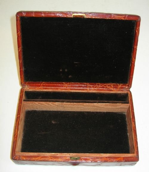 fig 2. Fabulous Antique English Travel Jewelry Box c.1890 - Crocodile / Alligator Skin