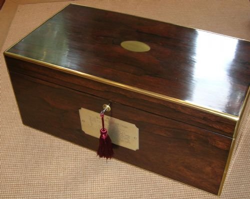Mammoth Brass Bound Writing Slope Signed J.j. Mechi - Full Provenance