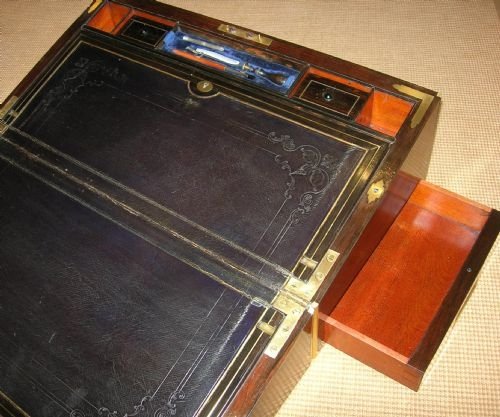 fig 1. Mammoth Brass Bound Writing Slope Signed J.J. Mechi - Full Provenance
