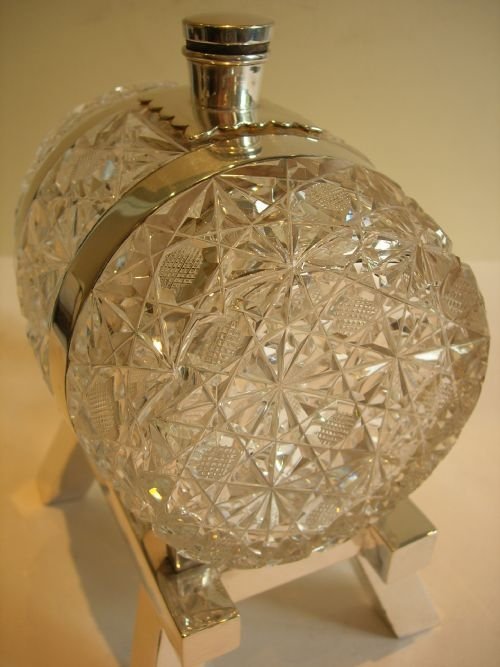 fig 1. Magnificent Antique Cut Crystal and Silver Plated Spirit Barrel by John Grinsell & Sons c.1870