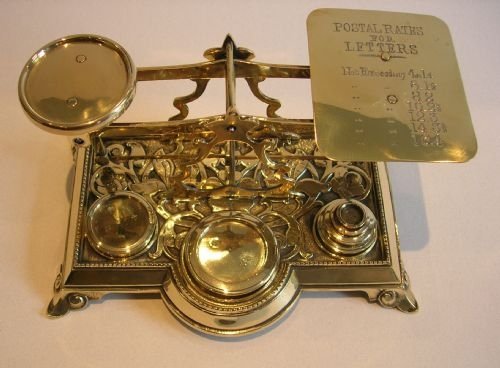 Handsome Large Antique English Brass Postal or Letter Scales