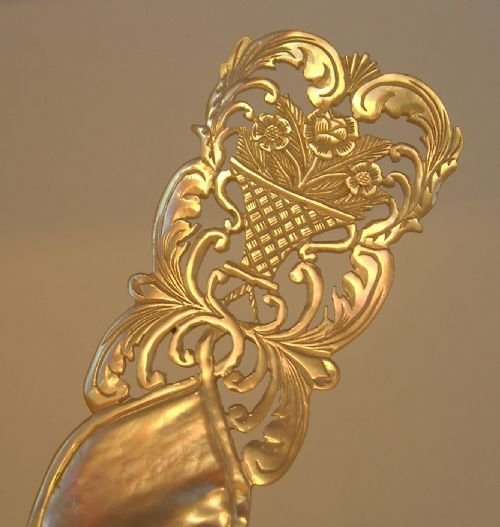 Pretty Antique English Carved Mother of Pearl Letter Opener / Paper Knife C.1890
