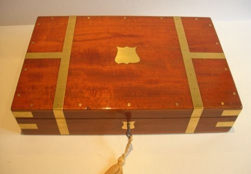 Fabulous Brass Bound Military Style Mahogany Table Box C.1850