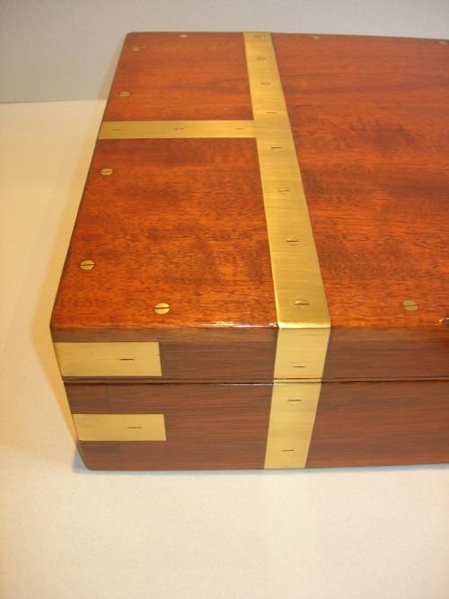 fig 1. Fabulous Brass Bound Military Style Mahogany Table Box c.1850