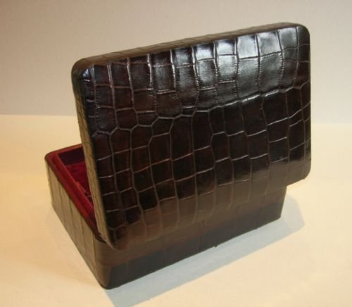 Antique English Crocodile / Alligator Clad Jewellery Box C.1880