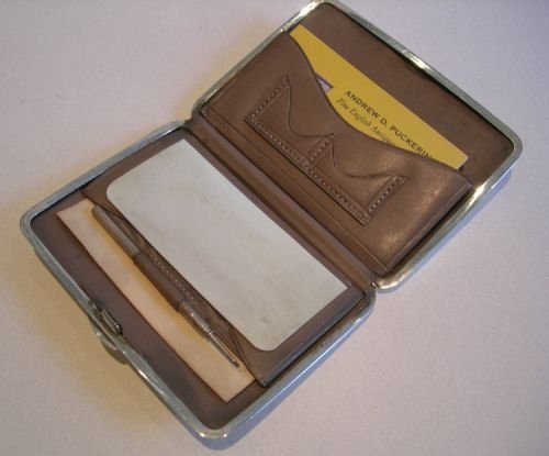 fig 1. Antique English Sterling Silver Wallet / Card Case / Aide Memoir - 1902
