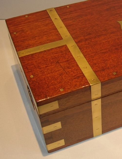 fig 2. Fabulous Large Brass Bound Military Style Mahogany Table Box c.1850