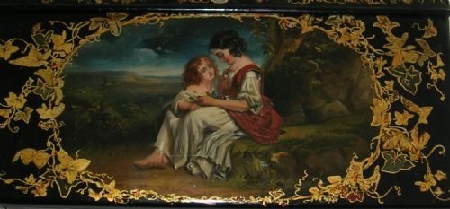 fig 1. Museum Quality English Regency Papier Mache Lap Desk c.1830 - Hand Painted