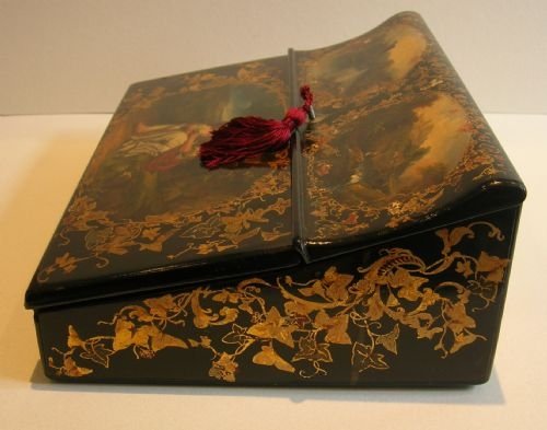fig 2. Museum Quality English Regency Papier Mache Lap Desk c.1830 - Hand Painted