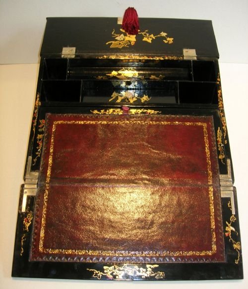 fig 3. Museum Quality English Regency Papier Mache Lap Desk c.1830 - Hand Painted