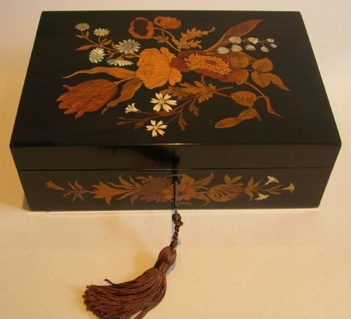 Finest French Marquetry Inlaid Jewelry Box C.1850