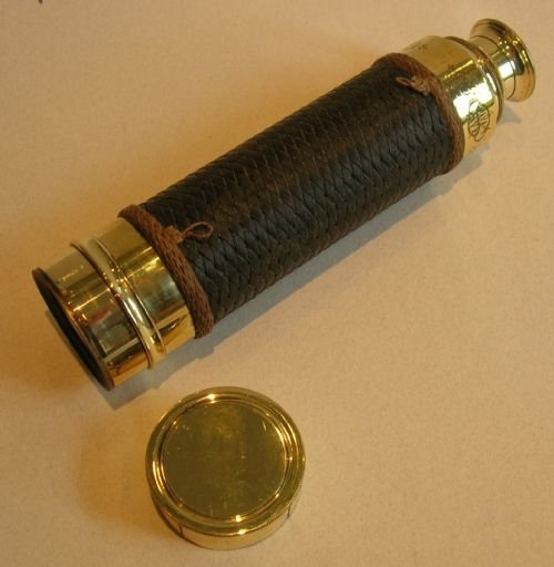 Wonderful Antique English Three Drawer Brass Telescope - Dated 1893