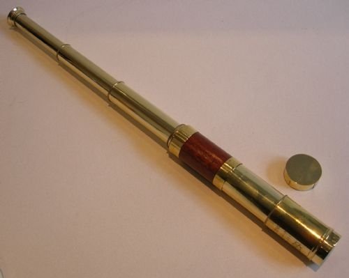 English Victorian Mahogany and Brass Telescope; Dated 1890