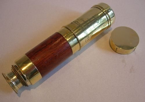 fig 1. English Victorian Mahogany and Brass Telescope; Dated 1890