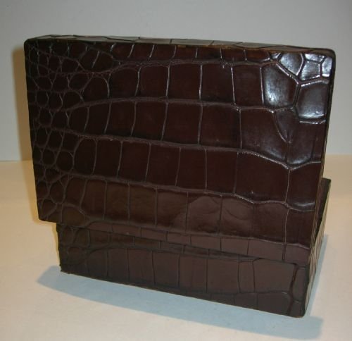 Antique Crocodile / Alligator Skin Wrapped Jewelry Box C.1890