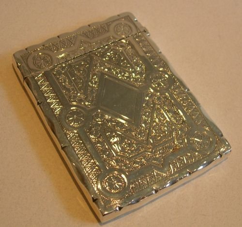 fig 1. Rare Exeter Antique Sterling Silver Visiting Card Case - 1880