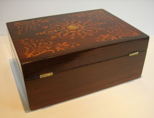 fig 1. Stunning English William IV Maple Inlaid Rosewood Jewelry Box c.1830