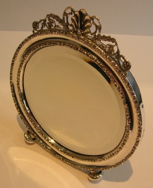 Antique English Sterling Silver Vanity / Dressing Table Mirror - 1907