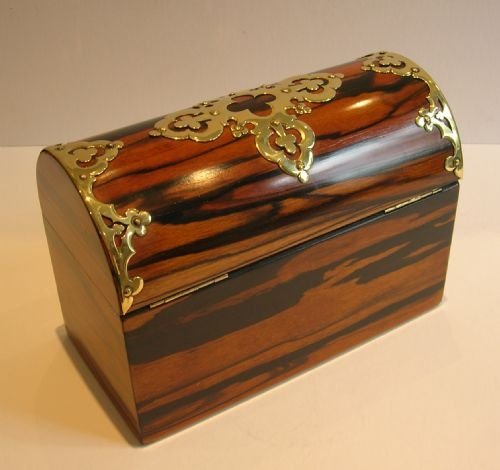 fig 2. Antique English Zebrano Stationery Box With Polished Brass Mounts