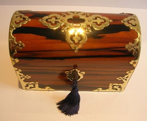 fig 3. Antique English Zebrano Stationery Box With Polished Brass Mounts
