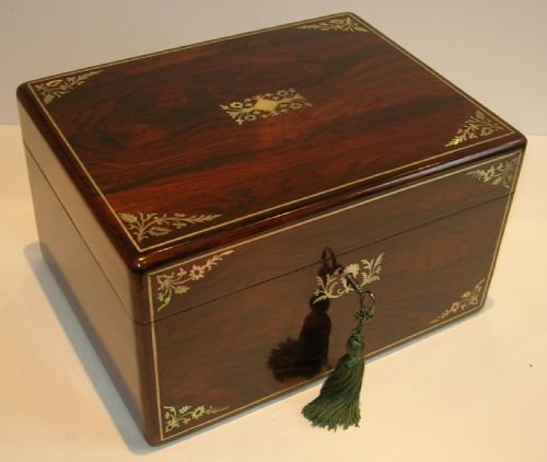 William IV Mother of Pearl Inlaid Rosewood Jewelry Box C1830