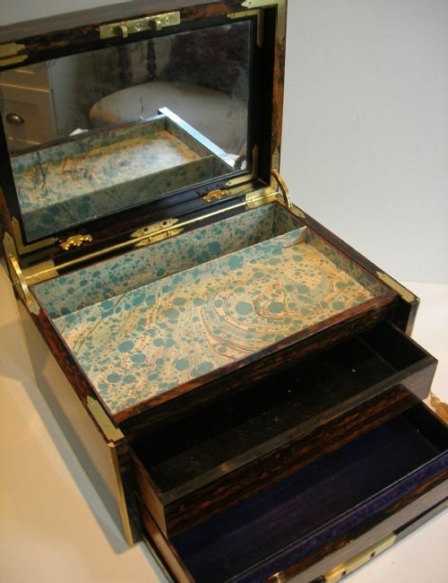 fig 1. Exceptional Enormous Antique English Coromandel Jewelry Box c.1850