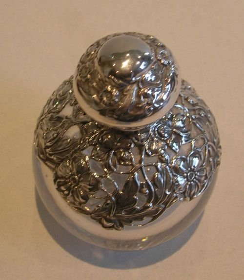 fig 1. Stunning Sterling Silver Mounted Perfume Bottle - Art Nouveau - 1902