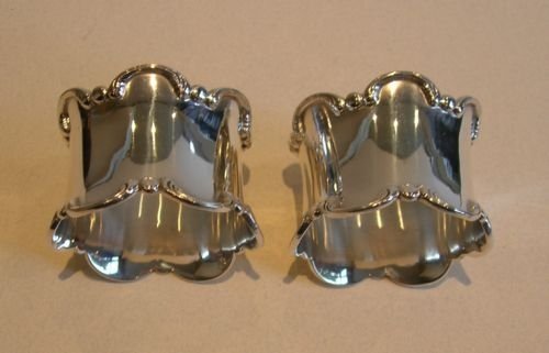 Elegant Pair Antique English Sterling Silver Napkin Rings - 1910