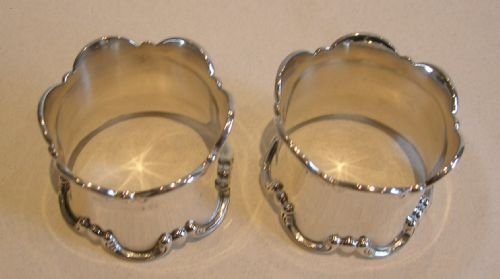 fig 1. Elegant Pair Antique English Sterling Silver Napkin Rings - 1910