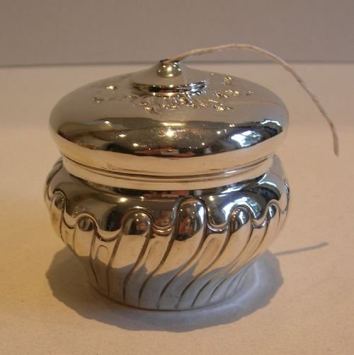 Victorian English Sterling Silver String or Twine Box or Dispenser