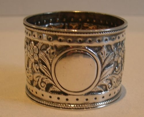 Handsome Antique English Sterling Silver Napkin Ring - London 1896