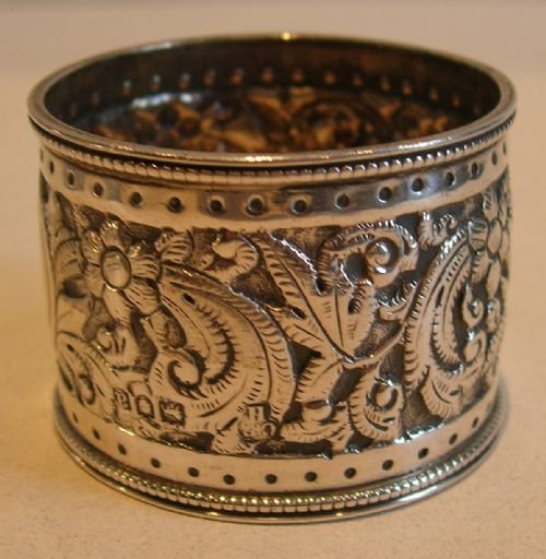 fig 1. Handsome Antique English Sterling Silver Napkin Ring - London 1896
