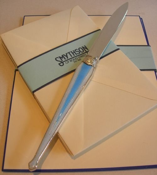 Unusual Sterling Silver and Guilloche Enamel Letter Opener - 1893