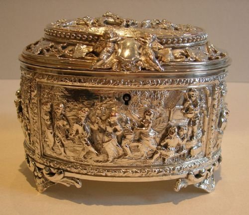 Fabulous Victorian English Electrotype Jewelry Box C.1860