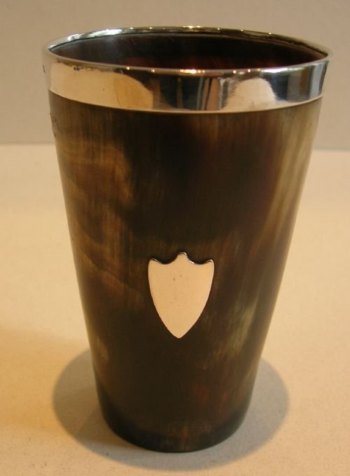 Antique English or Scottish Antler Horn Beaker - Sterling Silver - 1884