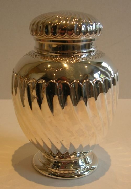 Over-sized Antique English Sterling Silver Tea Caddy - Birmingham 1889