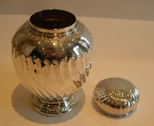 fig 1. Over-sized Antique English Sterling Silver Tea Caddy - Birmingham 1889