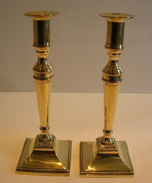 Pair Elegant Antique English Brass Candlesticks - Georgian