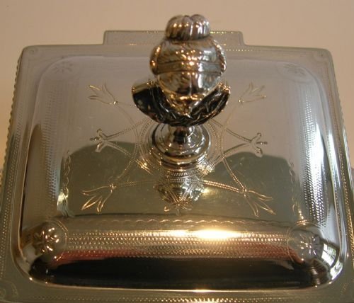 fig 1. Top Notch Antique English Biscuit Box By Hukin & Heath - Figural