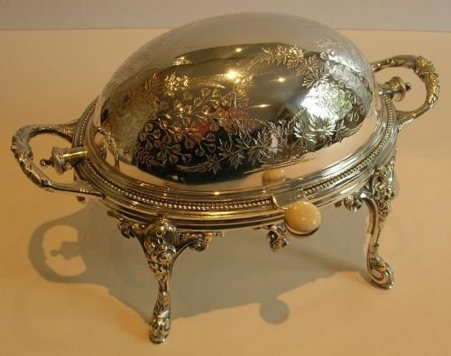 Magnificent Fern Engraved Revolving Butter Dish C.1880