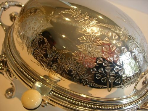 fig 1. Magnificent Fern Engraved Revolving Butter Dish c.1880