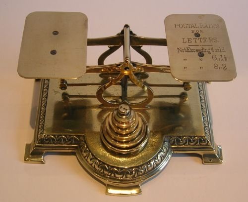 Antique Victorian Postage or Letter Scales in Brass - Signed